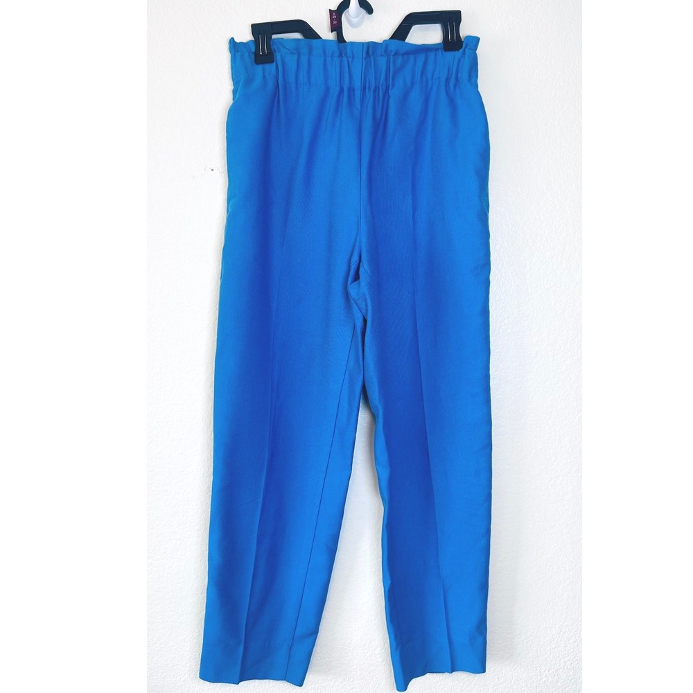 Ann Taylor Blue Paperbag Waist Dopamine Pants High Rise Straight Leg SZ S